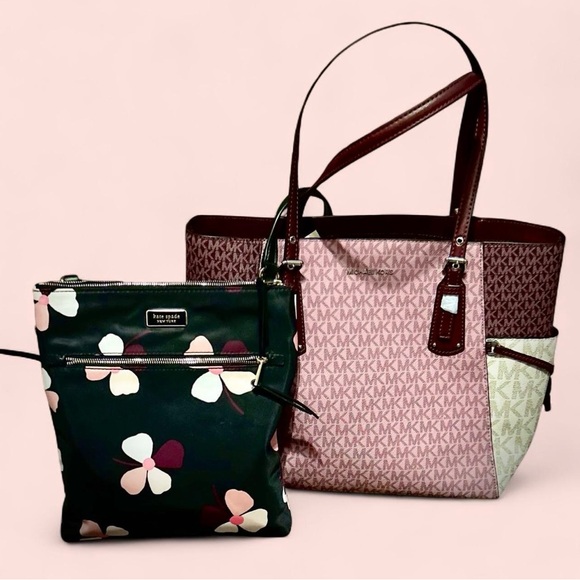 Michael Kors Pink and Burgundy Tote Set